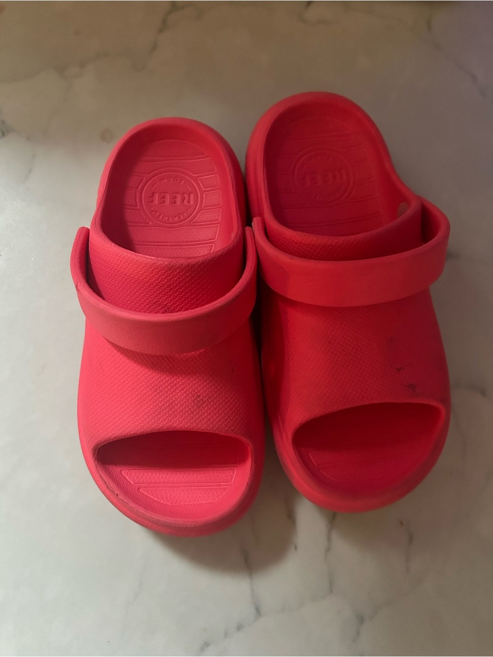 Reef Kids Bright Red Slide Sandals with Top Strap
